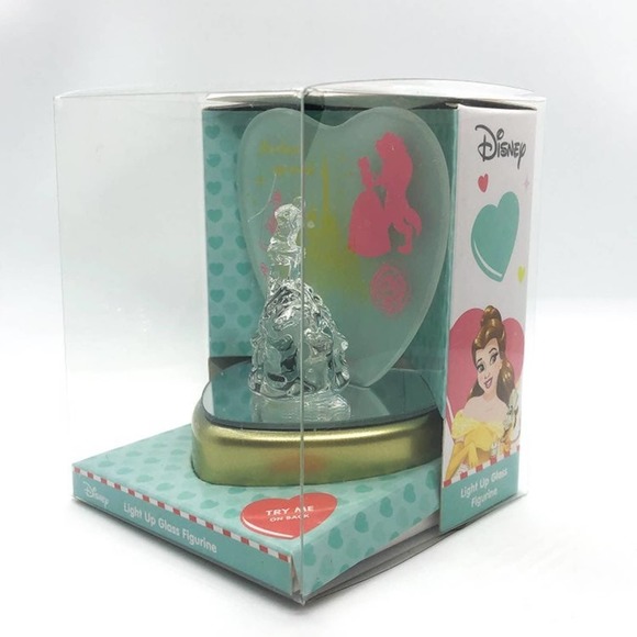 Disney Other - NIB Disney Princess Belle Light Up Color Changing Glass Figurine Heart Stand